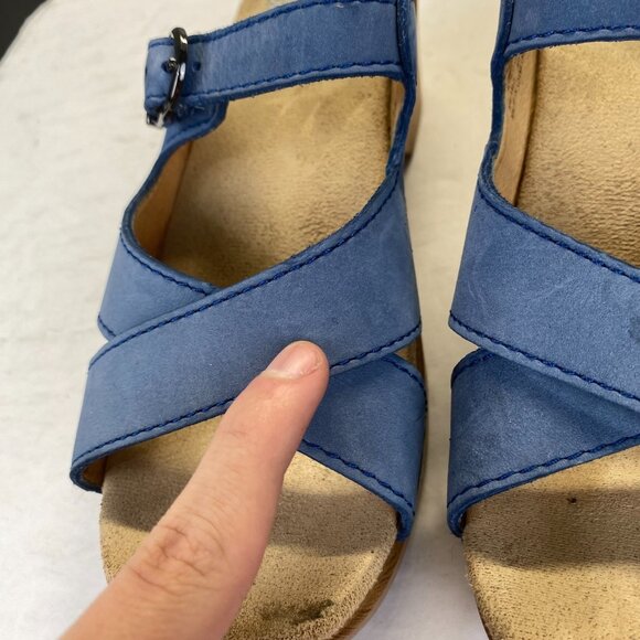 Dansko Women's Susie Platform Cork Wedge Sandal,Buckle, Blue Size 36,Clog - Picture 8 of 16